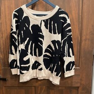 Tribal Black and Cream Leaf Print Sweater